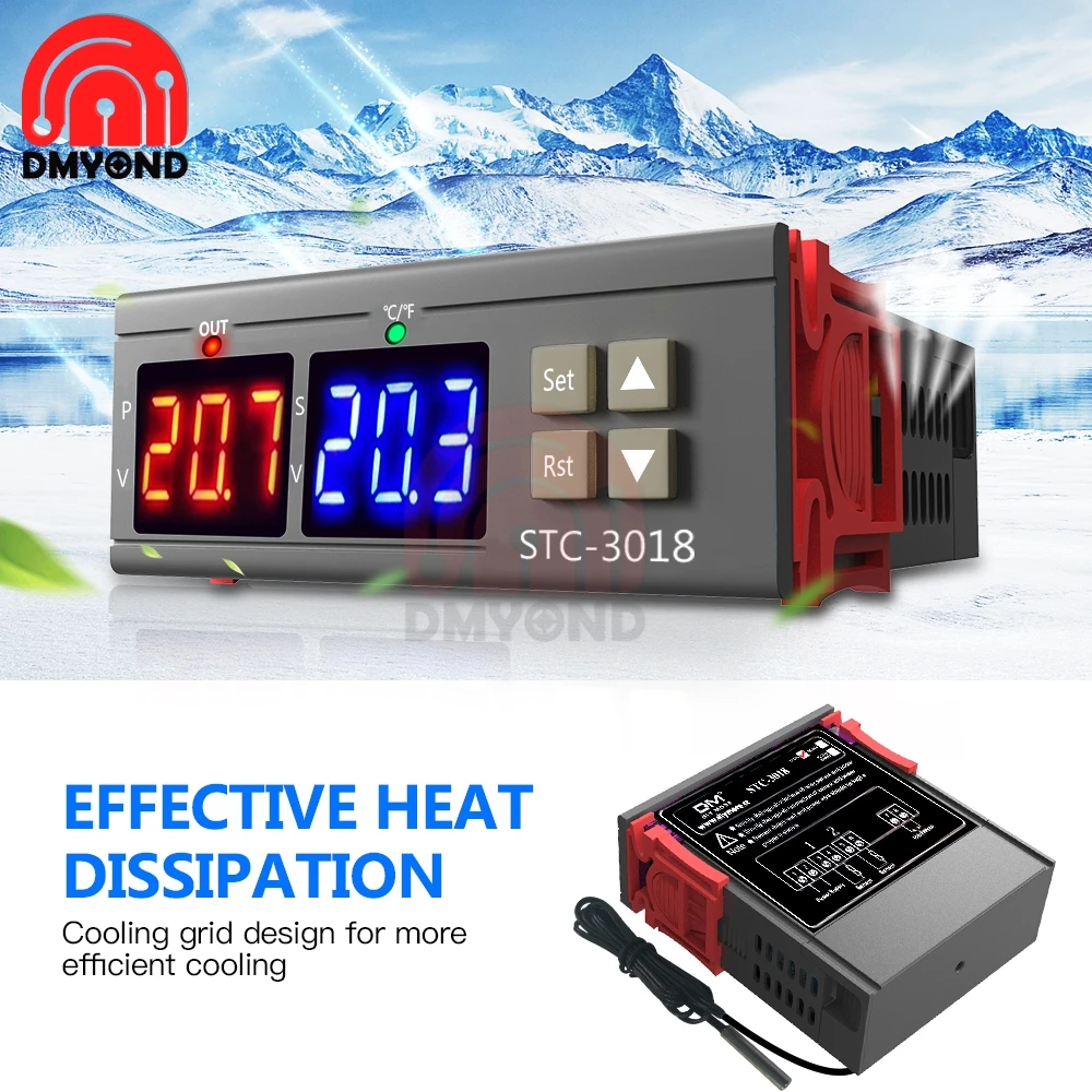 STC-3018 Термостат 110 В 220 в 12 24 Высокая емкость двойной светодиодный дисплей цифровой