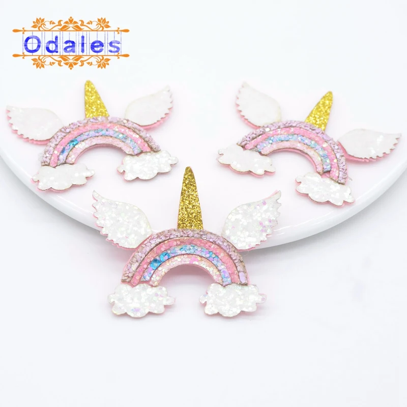 20 шт./лот Красочная радуга с золотым спиральным углом Единорог Крыло ангела