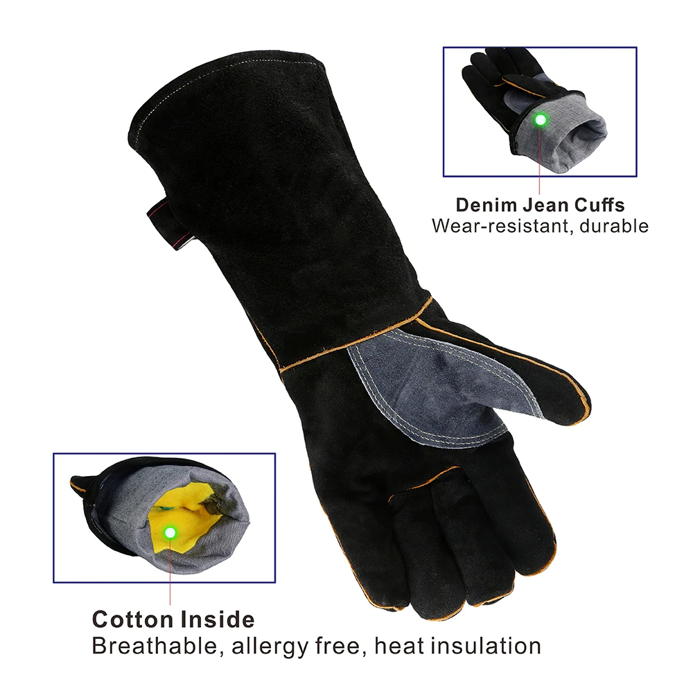 Перчатки Огнестойкие кожаные жаропрочные митенки с прострочкой идеально