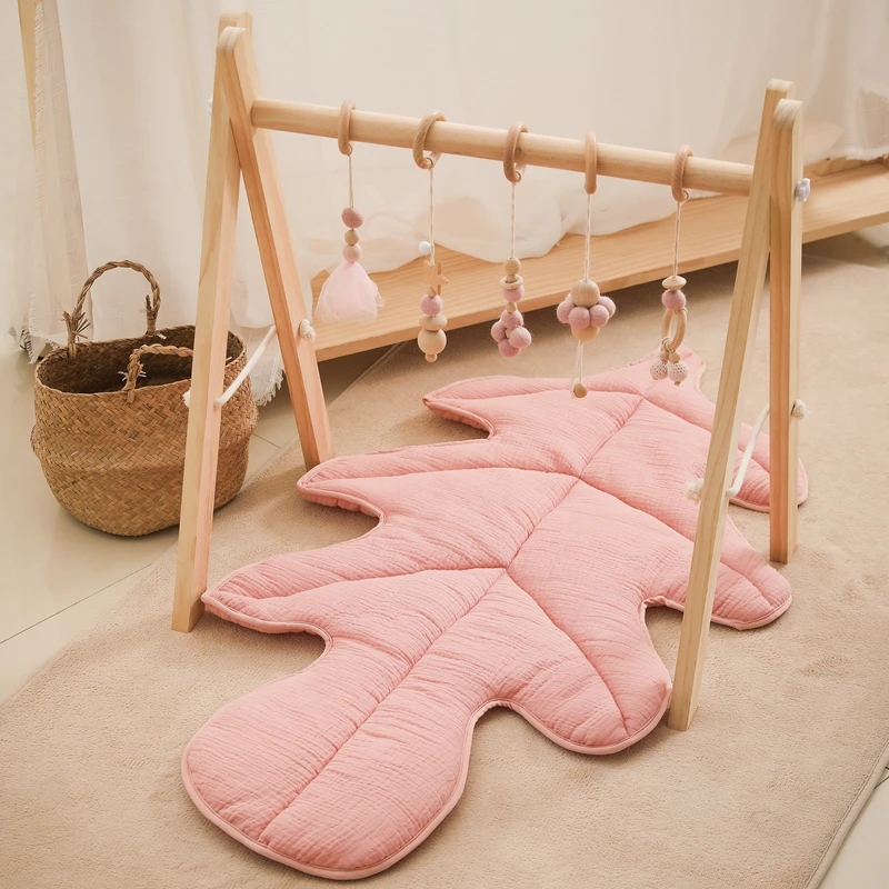 

1Pc Baby Nordic Cotton Play Mat Leaf Shape Infant Crawling Blanket Leaves Soft Rugs Newborn Creeping Cushion Room Decoration