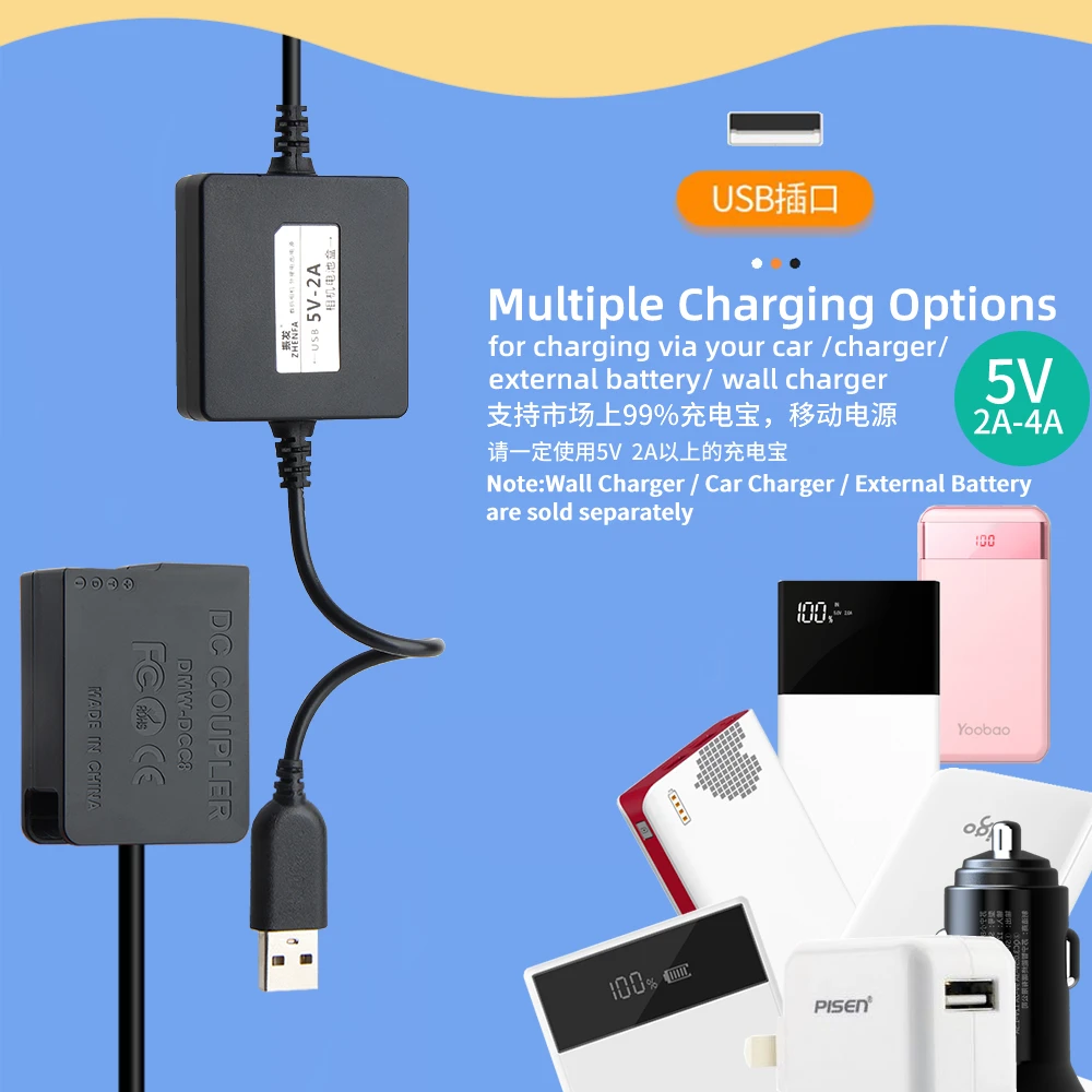 DMW BLC12 аккумуляторной батареей DCC8 Мощность адаптер USB/USB кабель для Panasonic Lumix DMC G6 G7 G5