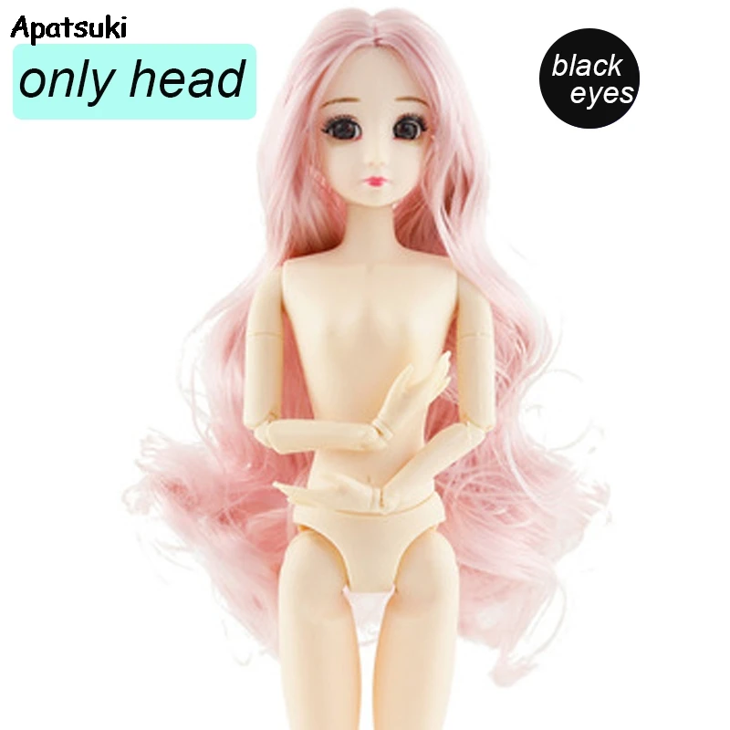 

Heads with Long Pink Curly Hair for 11.5" Dolls Pretty Black Eyes Doll Head For 1/6 BJD DollHouse Accessory Kids & Baby DIY Toys