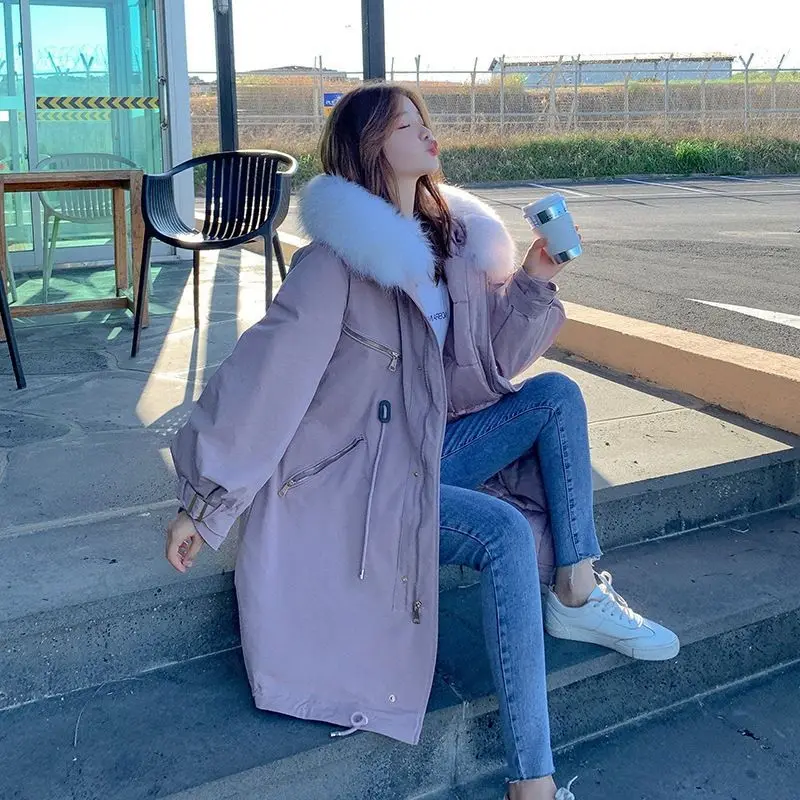 

New plush and thick cotton padded coat medium long winter cotton padded jacket