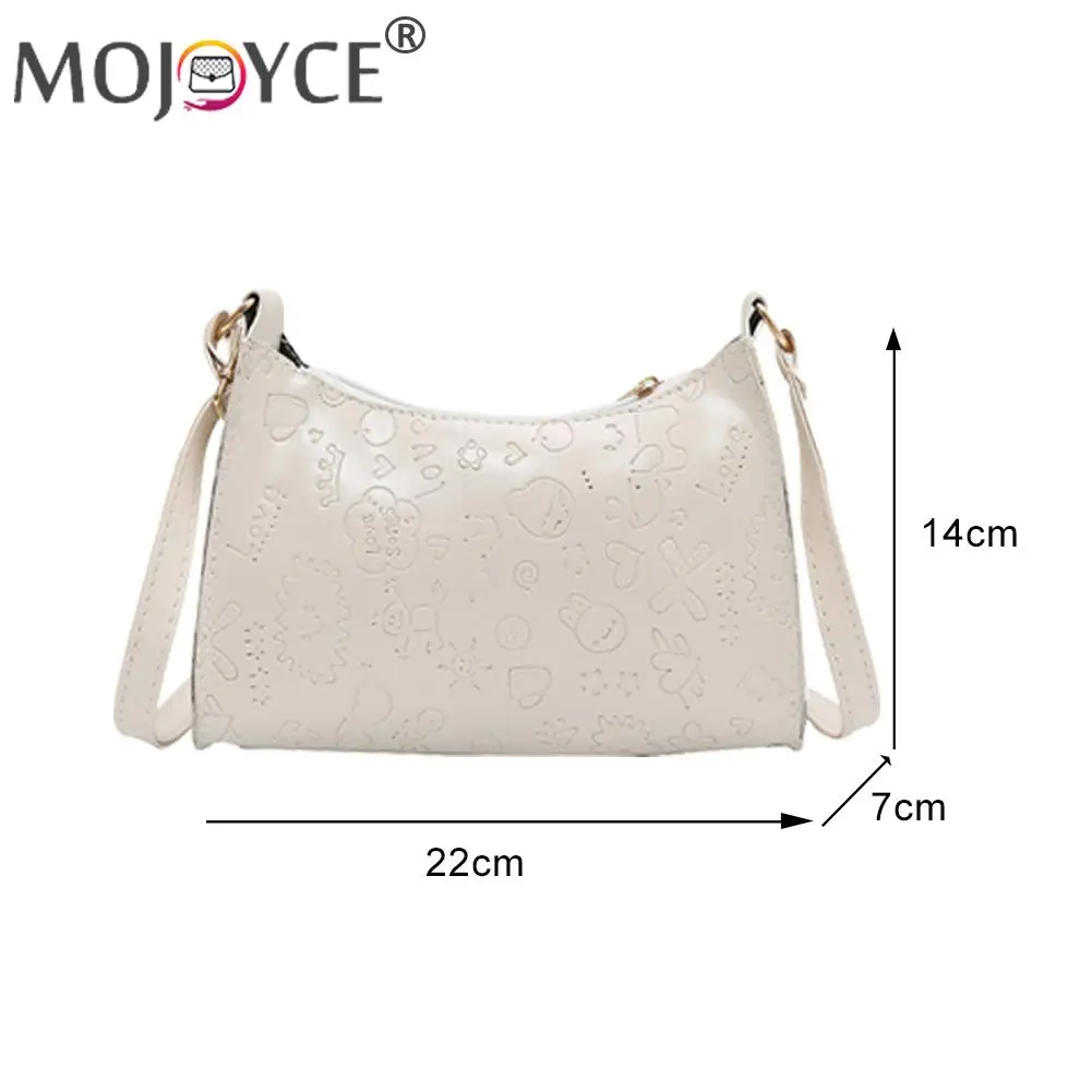 

Casual Women PU Leather Shoulder Crossbody Bag Fashion Cute Cartoon Printed Solid Color Zipper Handbags Street Travel Purse