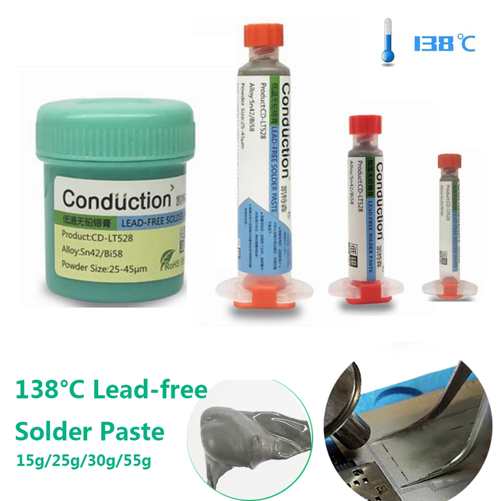 

Паяльная паста без свинца, 30/55 г, 138 градусов