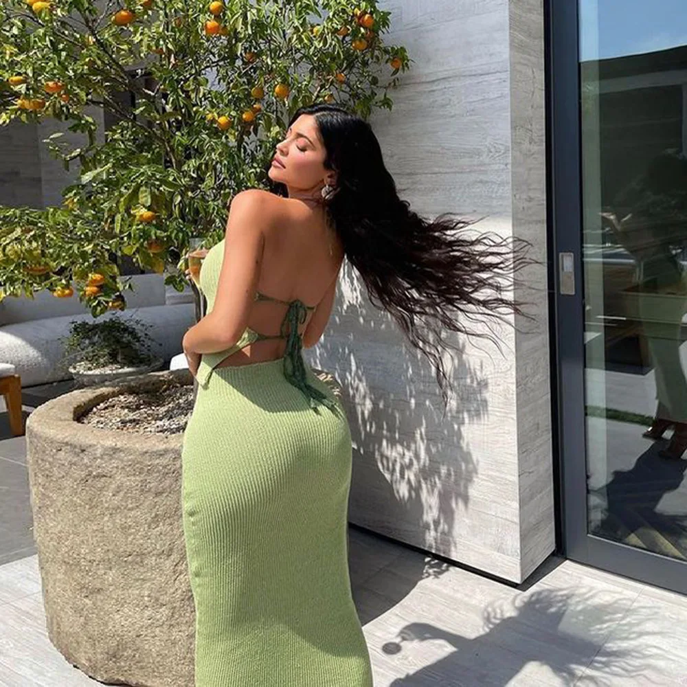 Cryptographic/Модный трикотажный комплект из топа и платья с цепочкой Комплекты 2