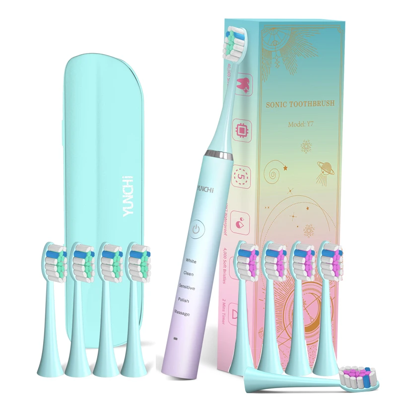 

Sonic Electric Toothbrush Oral Deep Clean Smart Timer 5 Modes USB Rechargeable Soft Bristles IPX7 with 10 Brush Heads Travel Box