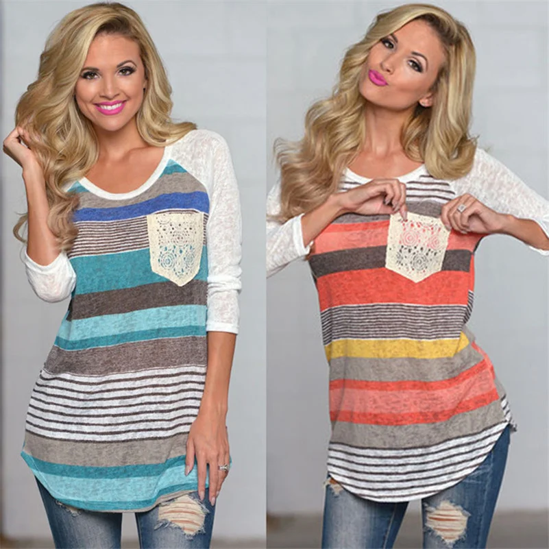 Завод источник продаж Полосатый Топы и футболки футболка каваи Винтаж женские