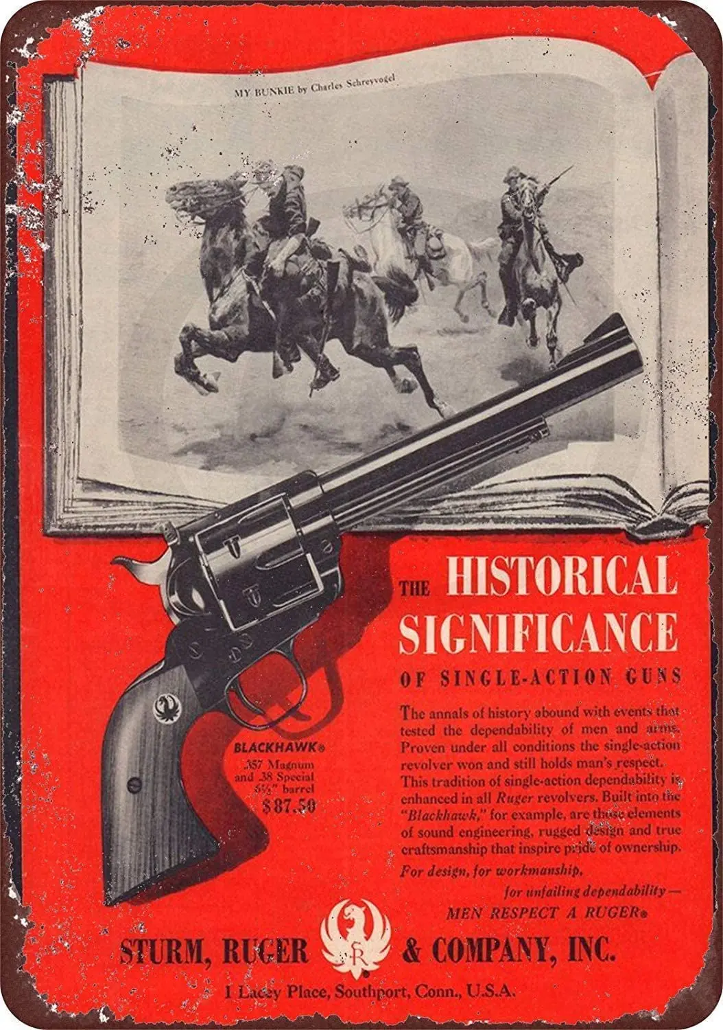 Фото Металлические знаки Tin Sturm Ruger & Company .357 Magnum Blackhawk воспроизведение 8x12 новинка