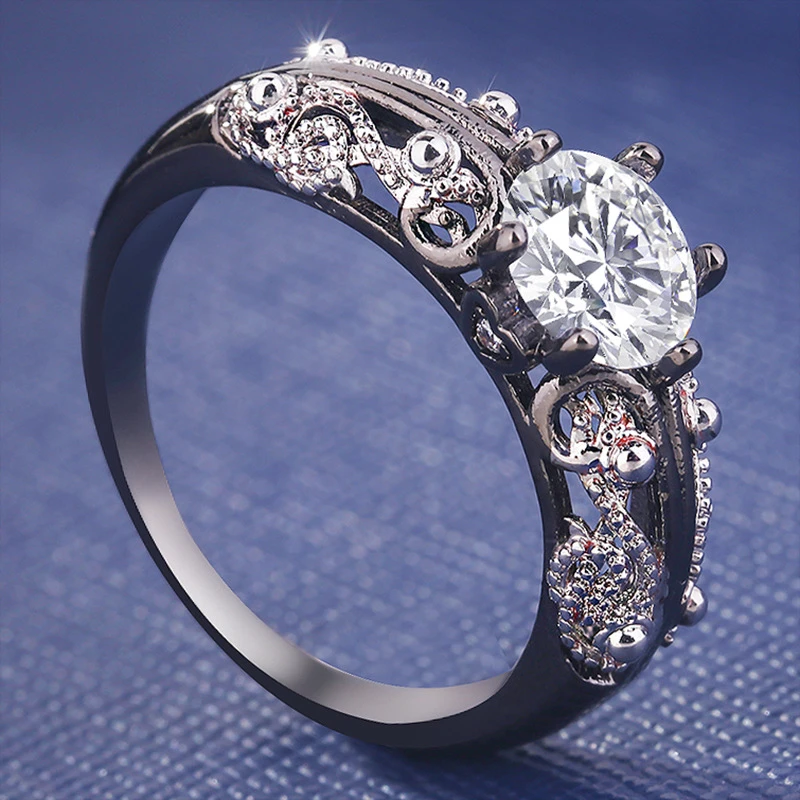 Женское кольцо с бриллиантом Obsidian 14 к Золотое белым топазом Bizuteria Anillos Pierscionki Pulseras