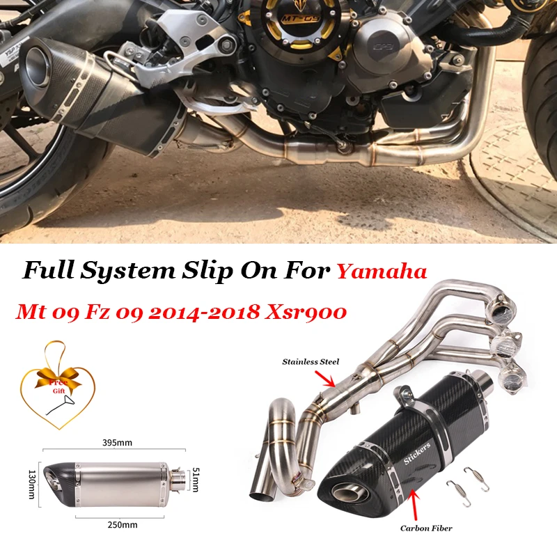 

Выхлопная система мотоцикла, заголовок, полная петля, передняя Бесшумная выхлопная труба для YAMAHA MT09 FZ09 MT-09 FZ-09 XSR900 для Tr