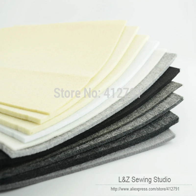 free shipping 11 PCS white black series 30CMX30CM 2MM 4MM 5MM thick Polyester felt fabric pack pre cut nonwoven DIY Craft Cloth|craft you|craft