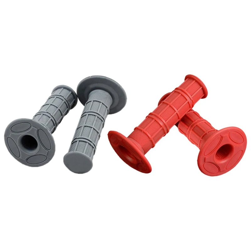 

1 pair Motorcycle Grips Handlebar Grips Motorcycle Scooter Quad 22Mm Rubber Motocross - gray & red