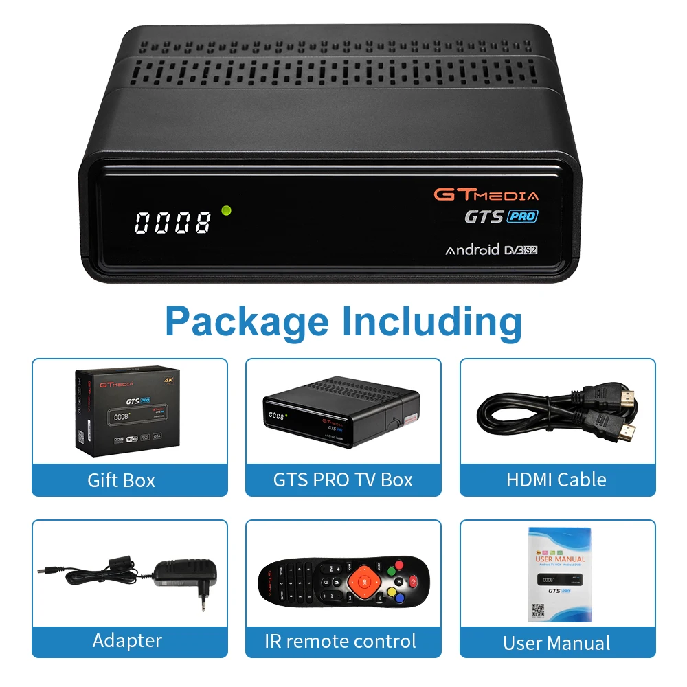 

TV Tuner gtmedia GTS Android TV Box Media Player+Satellite DVB-S2 Free to Air digital TV Converter Built in 2.4 WIFI Cam decoder