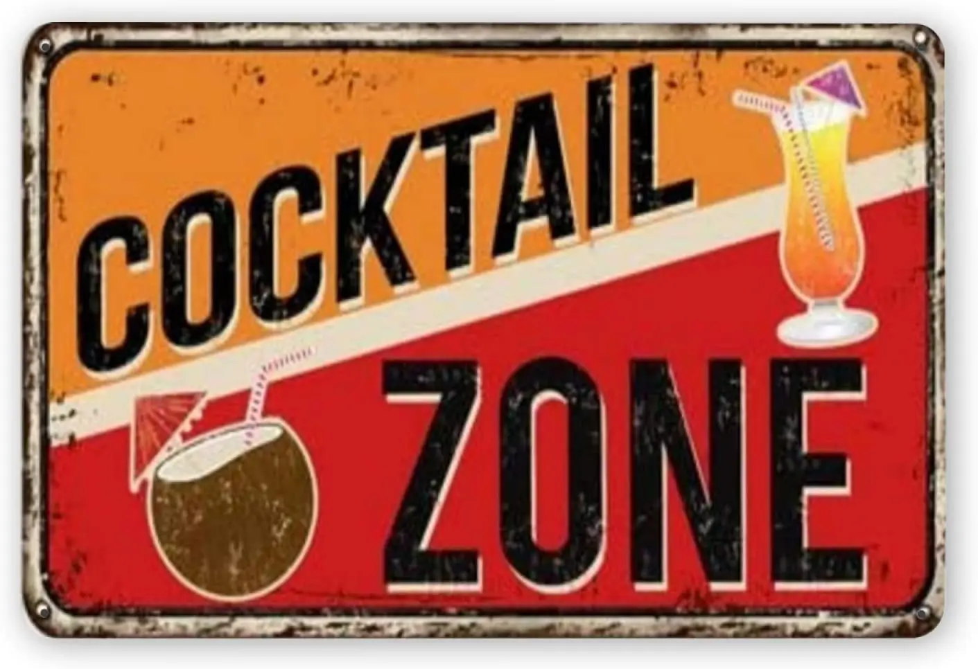 

Cocktail Zone Vintage Metal Tin Signs, Retro Art Tin Sign Decorations Plaque fo Bars Club Cafe Home Kitchen Restaurant Garage