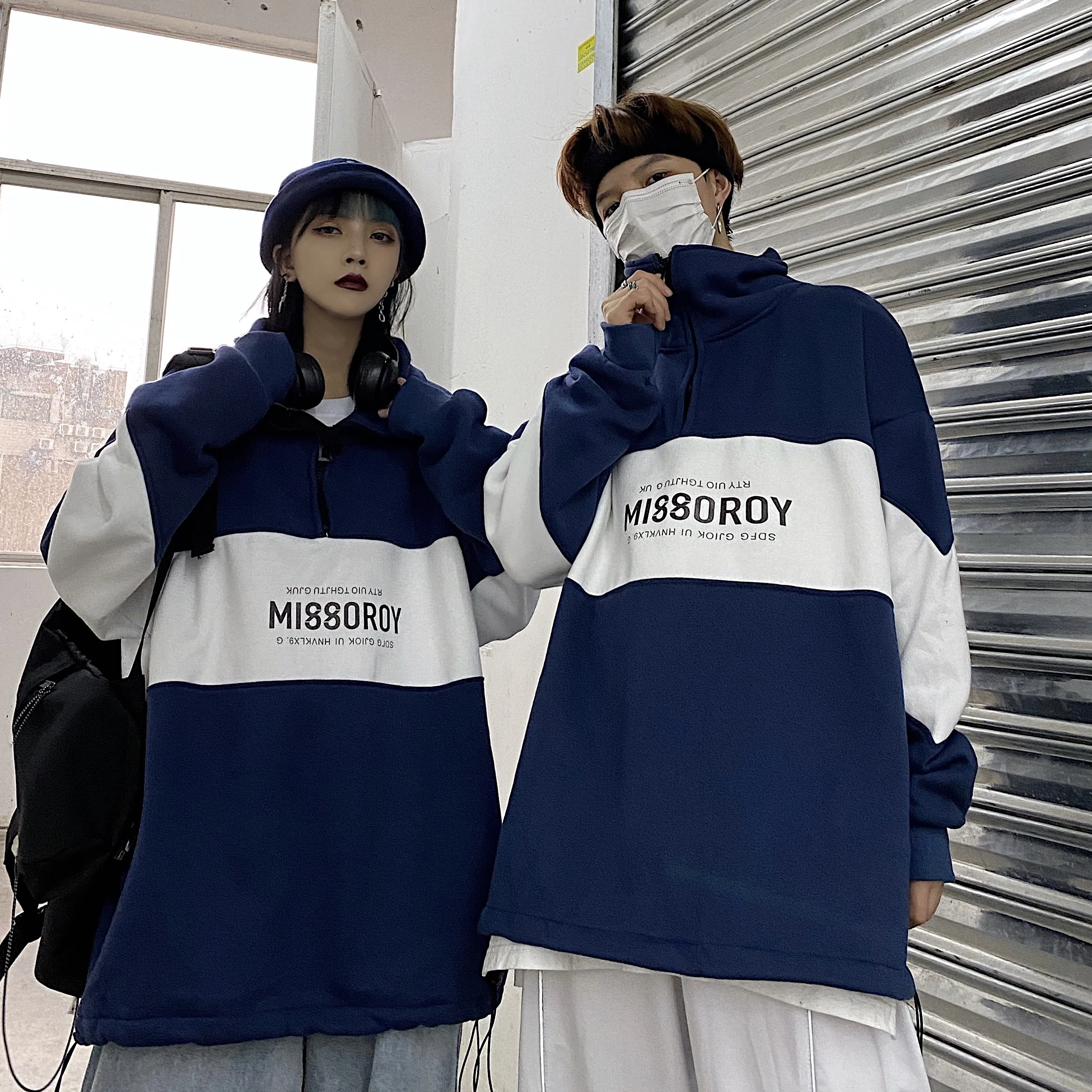 Осенняя Толстовка в стиле Харадзюку с отложным воротником и надписью свитшот для