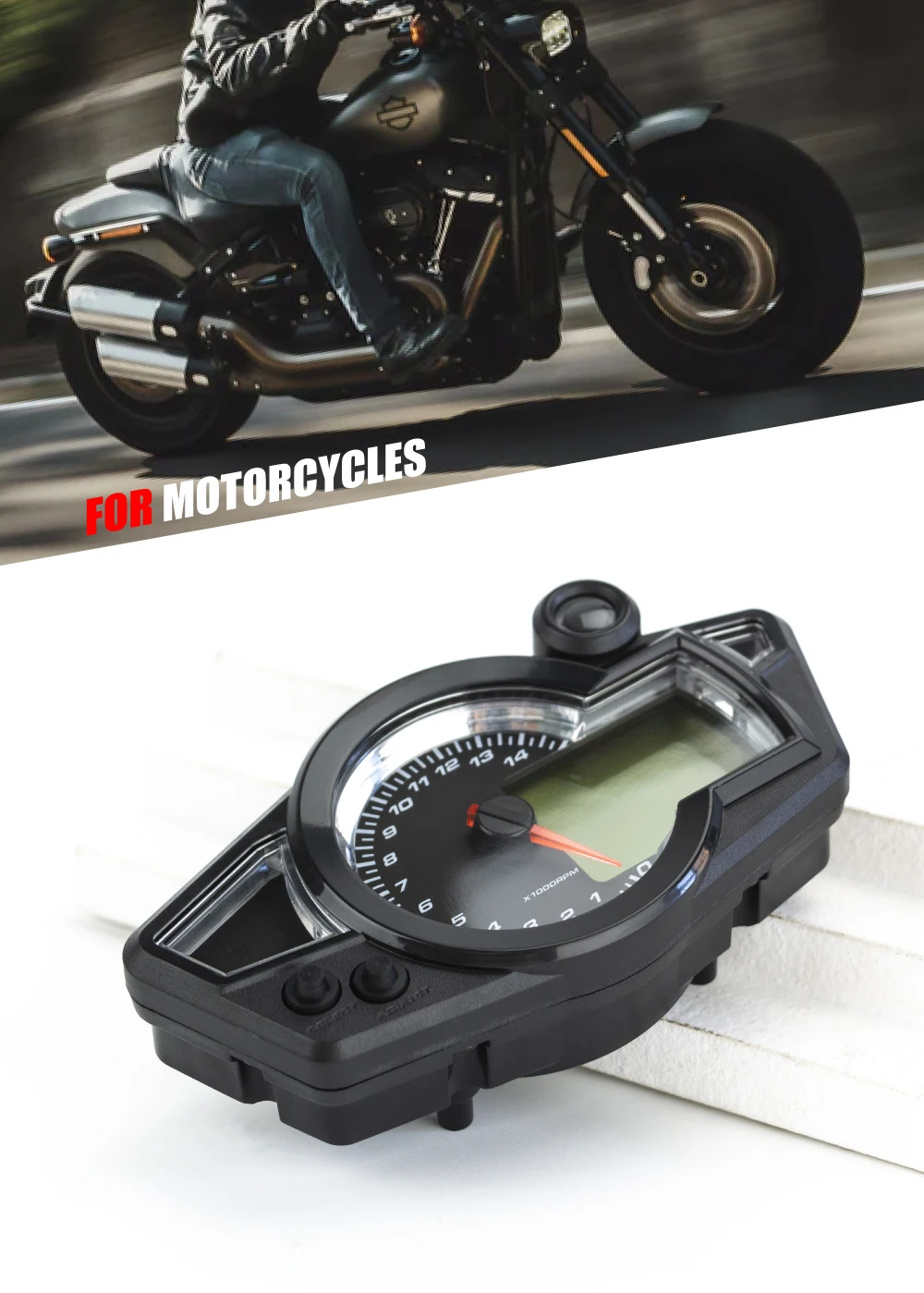 Универсальный цифровой спидометр и одометр Universal RPM Motorcycle Meter Speedometer Digital Odometer для мотоциклов с двигателями на 2 и 4 цилиндрах BMW Honda Yamaha Kawasaki Suzuki.