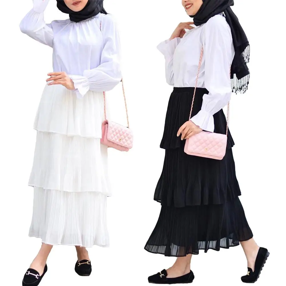 Женская многослойная юбка с высокой эластичной талией длинная макси в арабском и