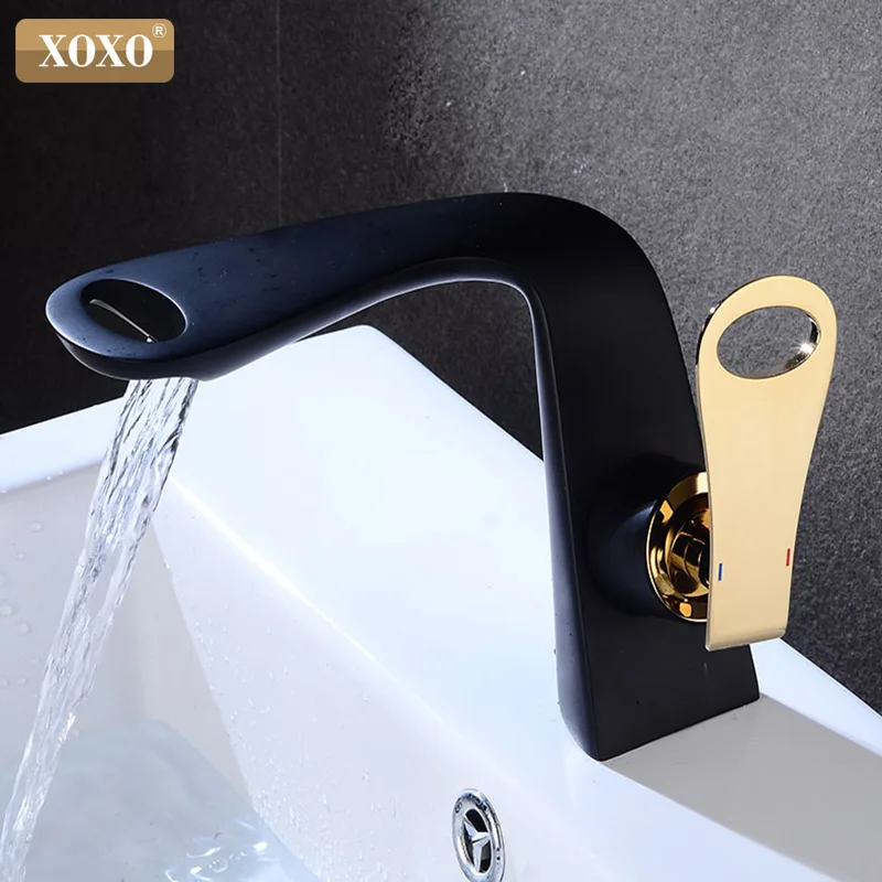 Смеситель для раковины XOXO 21095A HG черный кран горячей и холодной воды современный