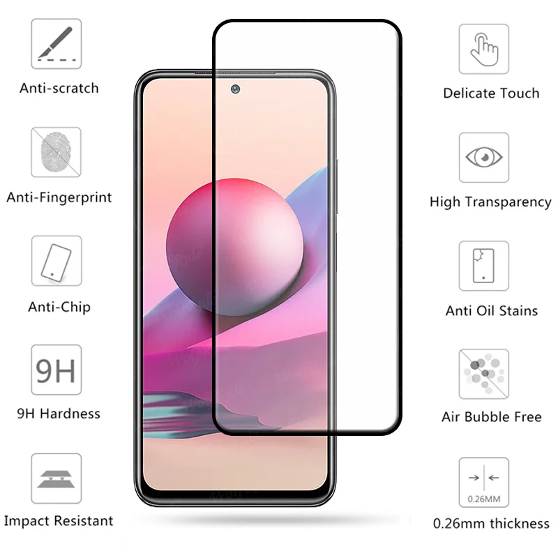 Cristal de cobertura completa para Xiaomi Redmi Note 10 S, pel&iacute;cula protectora de pantalla de tel&eacute;fono para Redmi Note 10 S, cristal de lente-2