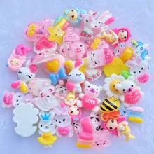 20Pcs Mixed Colorful Resin Bear, meteor, popsicle，Cabochons DIY Crafts Mobile Phone Shell Materials Scrapbooking Hair Accessorie