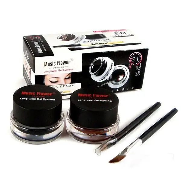 

2 PCS Black Brown Cosmetic + Brush Waterproof Eye Liner Gel Eyeliner Makeup Sets Hot eyeliner set