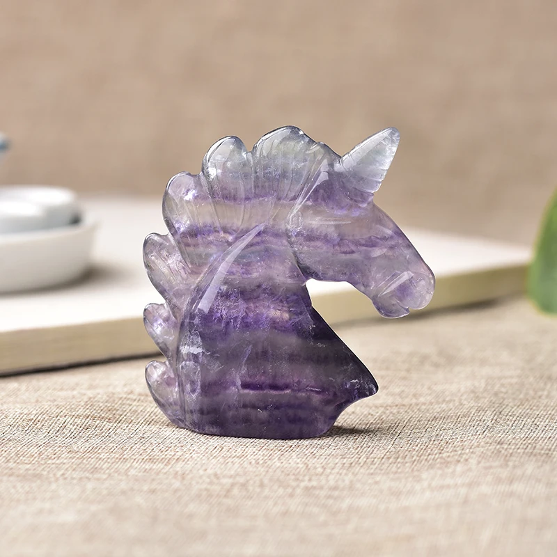 Природный кристалл ручная гравировка флюорит Единорог Искусственный