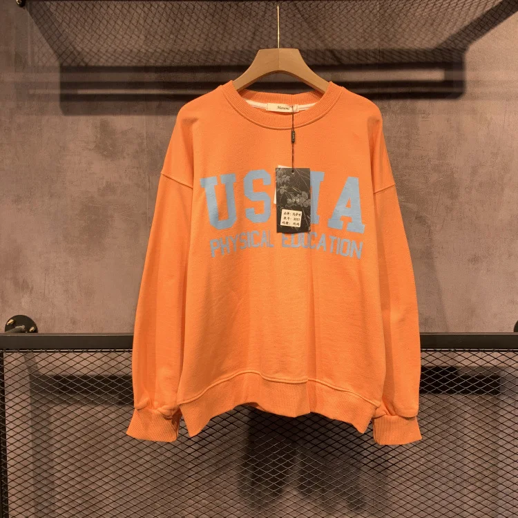 

Spring New Simple Letters Printed Crew Neck Sweatshirt Loose round Neck Top Spring Clothes for Students Fashion