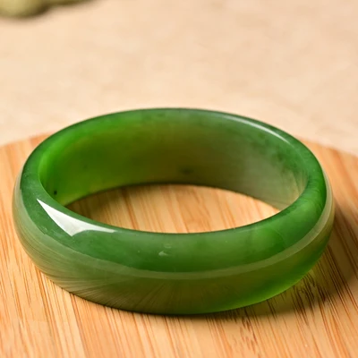 

Zheru Jewelry Natural Green Hetian Jade 54-64mm Bracelet Elegant Princess Jewelry Best Gift for Mother and Girlfriend
