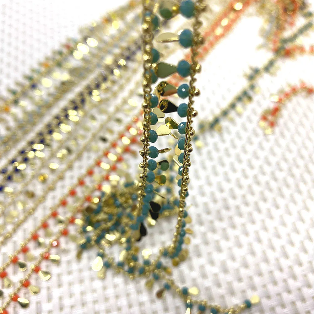 

Natural Crystal Handmade Chain Jewelry Making DIY Necklace Bracelet Multi-color Optional Copper Drop-shaped Handmade Chain 1 M