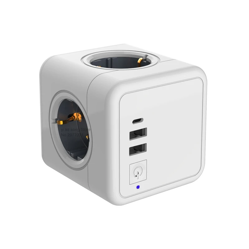 Sopend Power Strip EU Plug cube умная розетка 2 USB с переключателем Type C порты Электрический
