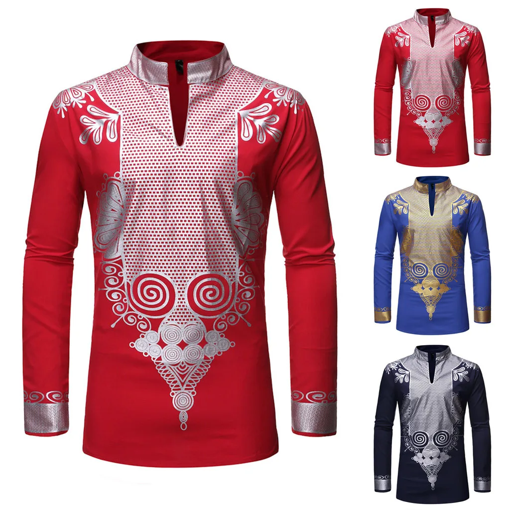 SAGACE Модная ретро нация мужская повседневная сексуальная Длинная рубашка с