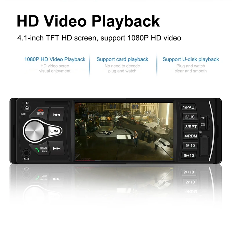 

Single Din Autoradio 4.1 Inch Radio Audio Stereo USB AUX FM Audio Player Radio Station Car Audio with Remote Control