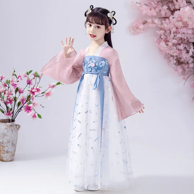 Детский костюм Тан старинный летнее платье ханьфу для девочек сказочное
