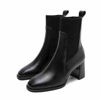 new high heels zipper round toe warm office ladies handmade ankle boots zapatos de mujer