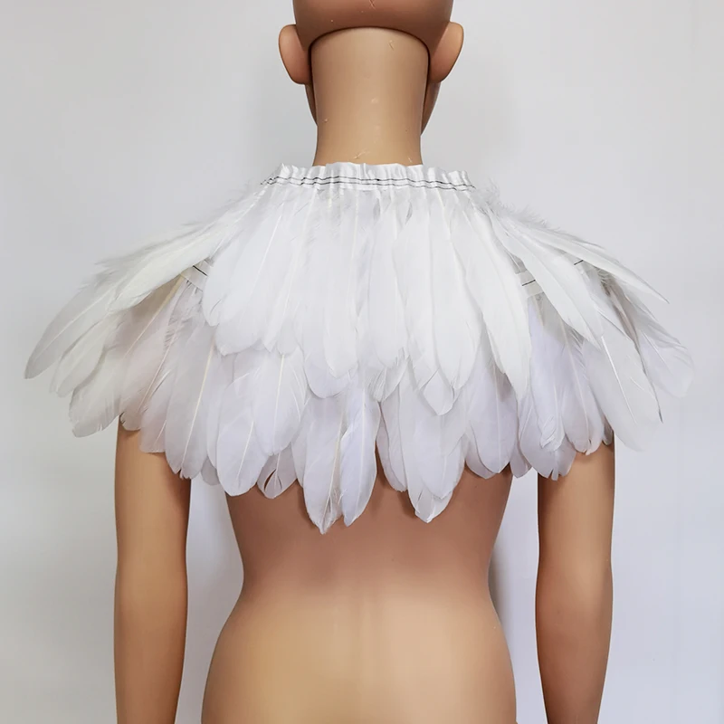 Накидка на плечо с гусиными перьями шаль для косплея в готическом викторианском