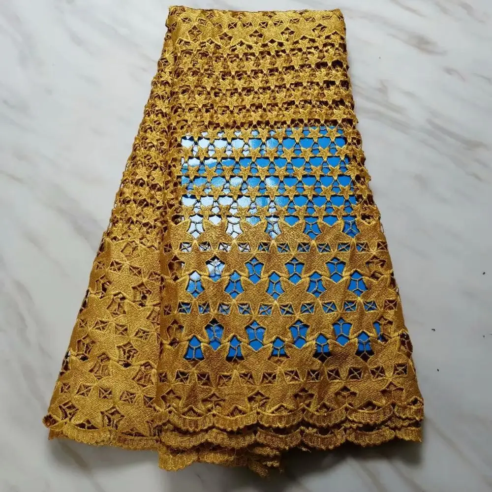 

5yards nigerian African cord guipure lace,high quality water soluble lace Fabric for wedding Party dress F16OC021