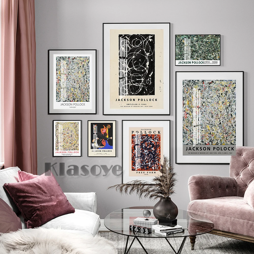 

Jackson Pollock Abstract Illustration Retro Art Poster Gallery Exhibition Canvas Painting Wall Picture High Quality Home Decor