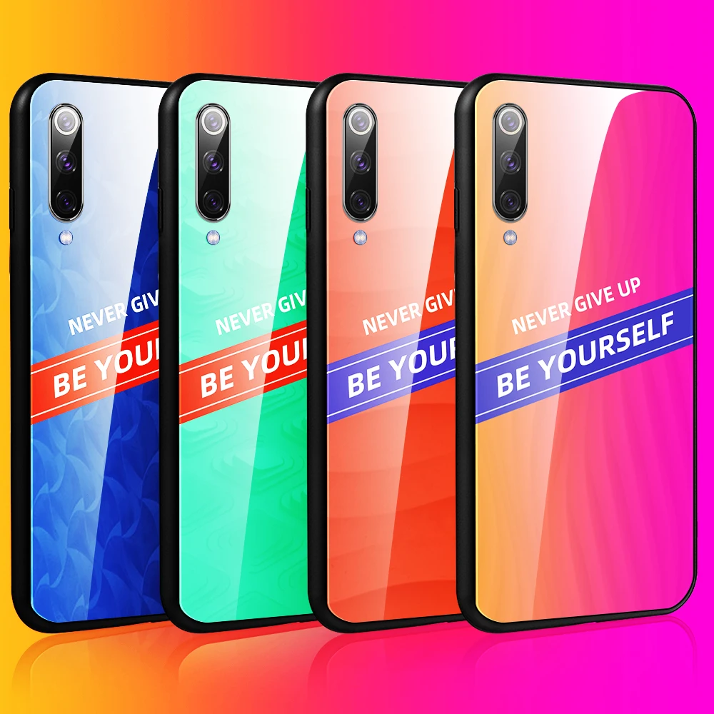 Цветной стеклянный чехол для телефона Xiaomi Mi CC9 CC9E 9T Pro Quotes закаленное стекло 9 SE A3