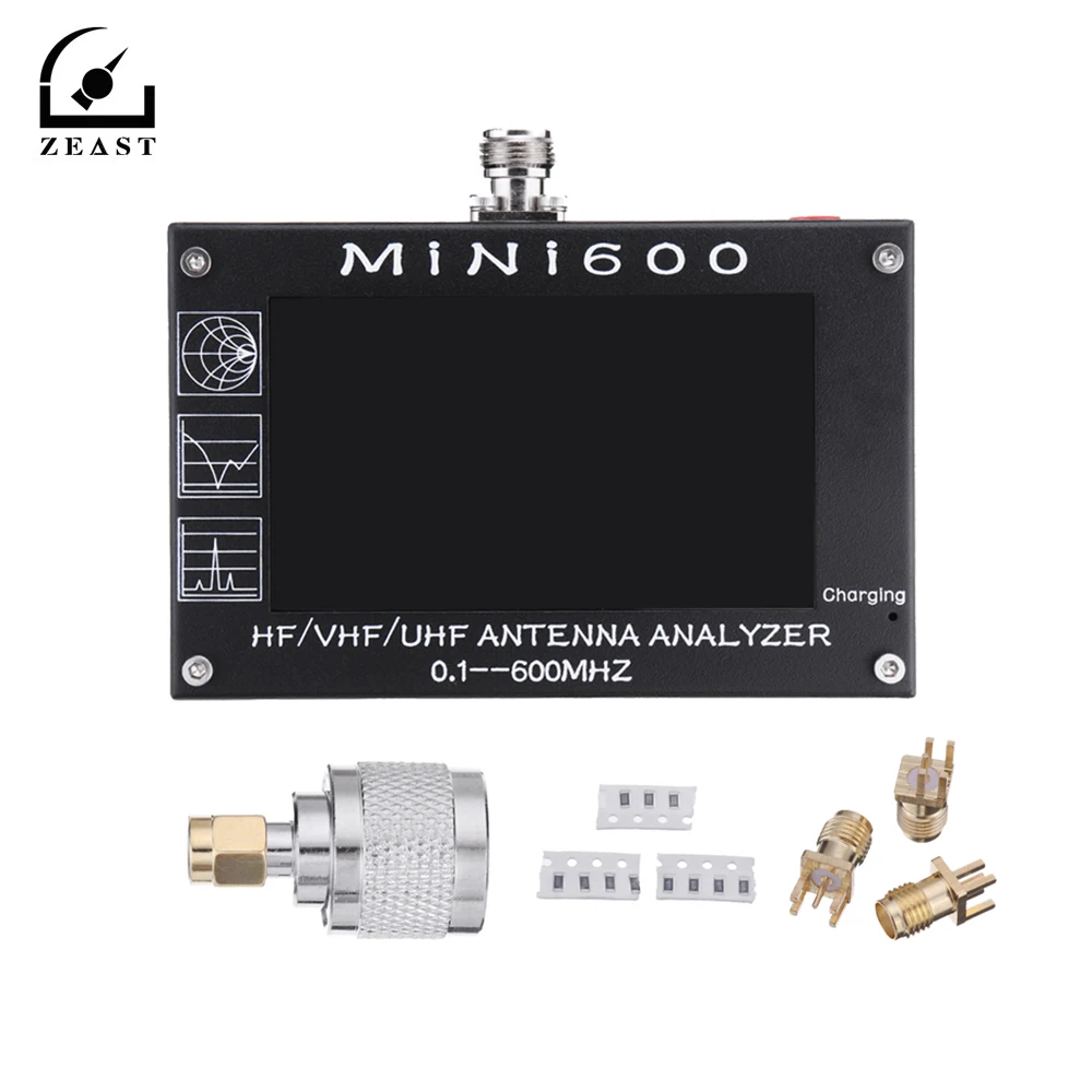 Mini600 4,3 дюймов ЖК-дисплей HF VHF UHF анализатор антенны 0,1-600 МГц измеритель коэффициента стоячей воды 1,0-1999 5 V/1.5A для радио C6-007