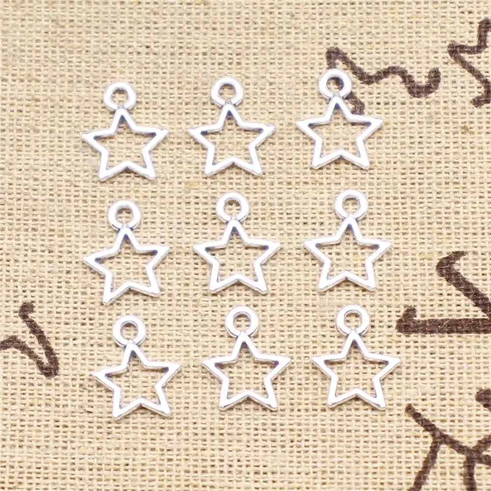 

Supplies For Jewelry Making 60pcs 14x11mm Antique Silver Color Hollow five-pointed Star Charms