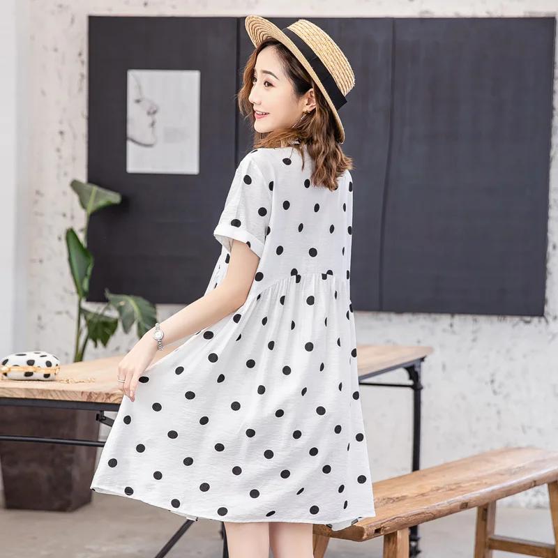 Летние платья для беременных кормления грудью новинка 2019 модное платье в горошек