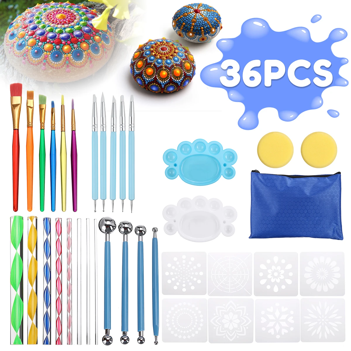 

38 PCS Mandala Dotting Tools Set For Painting Rocks Dot Kit Rock Stone Painting Pen Polka Dot Tool Template Cosmetic Dcoration