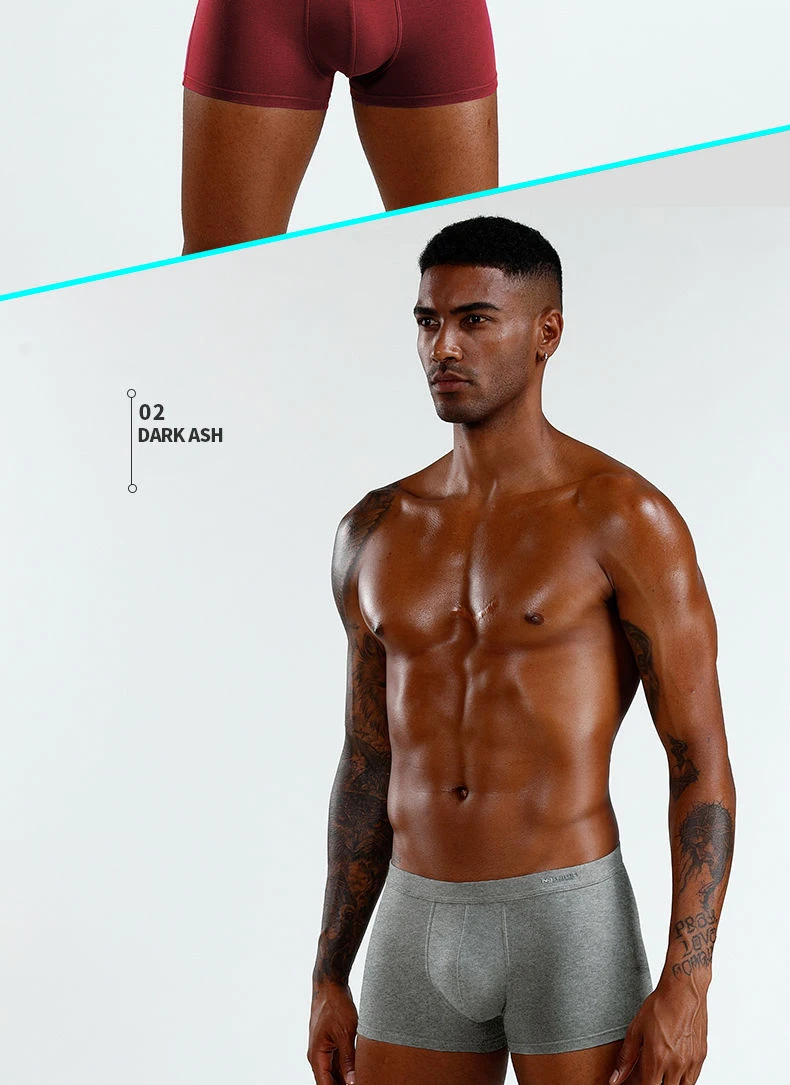 funny boxers for men 4Pcs/Lot Men Underwear Cotton Boxer Shorts Solid Underpants Comfortable Breathable Male Trunk U Convex Panties men's briefs