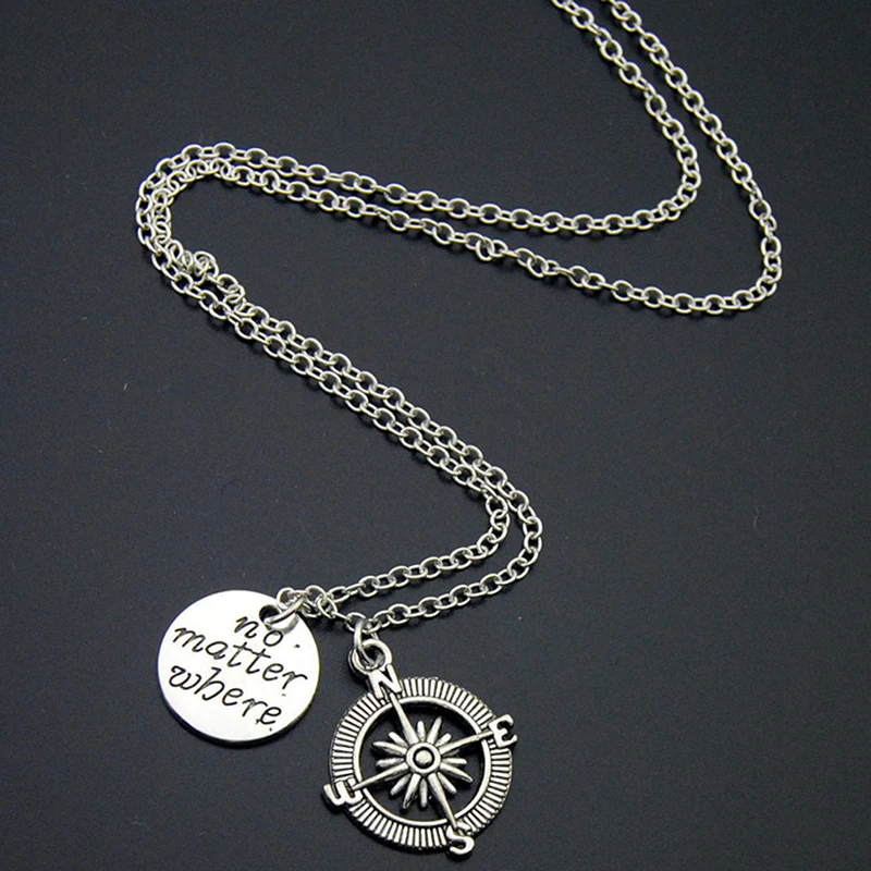 1 шт. &quotнезависимо от того где&quot Слова Ожерелье компас камера для самолета кулон