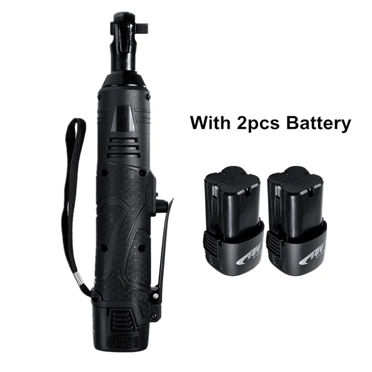 

NEW 3/8'' Double Lithium-Ion Battery Electric Ratchet Wrench Rechargeable Electric Cordless Right Angle Wrench Kit