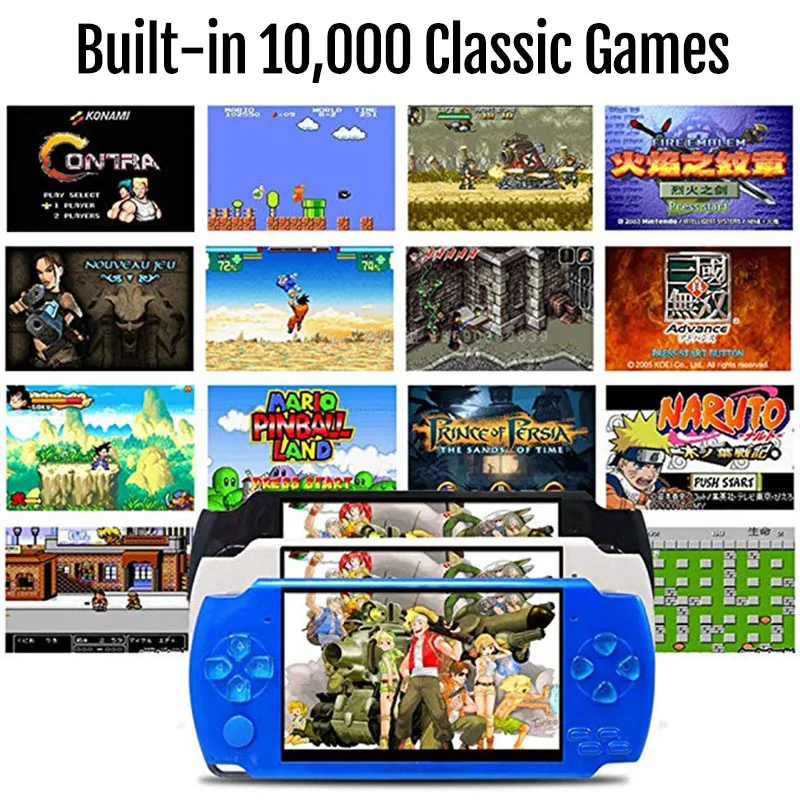 Портативная игровая консоль 4 3 дюйма 8 ГБ 10000 ретро игр MP4
