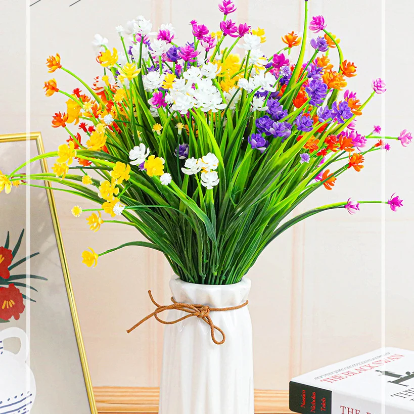 

Artificial Flowers, Seven Forks, Spring Grass, Rich Colors, High-end Home Desktop Flower Arrangement Decorations DIY Plastic