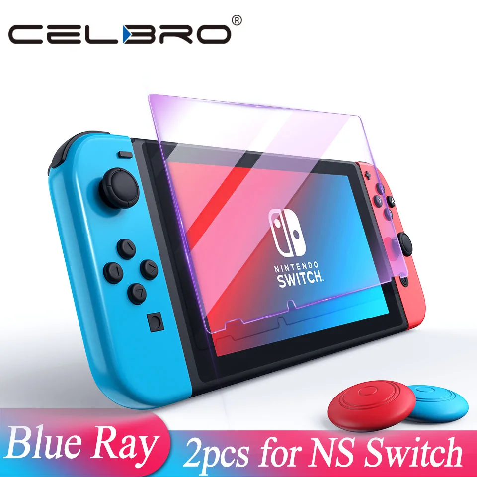 2pcs Blue Ray Glass Защитное стекло для экрана, закаленное стекло с переключателем, закаленное стекло для Nintendo NS, Защитное стекло для экрана с переключателем, сенсорная пленка HD - Цвет: 2pcs Blue Ray Glass