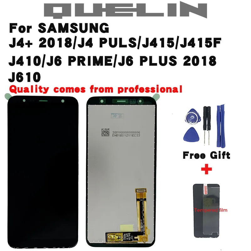 С закаленным стеклом для Samsung Galaxy J4 + 2018 Plus J415 J415F J410 J6 Prime J610 ЖК дисплей сенсорный